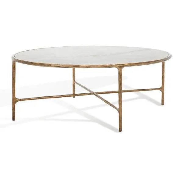 Safavieh Jessa Brass-White Oval Metal Coffee Table