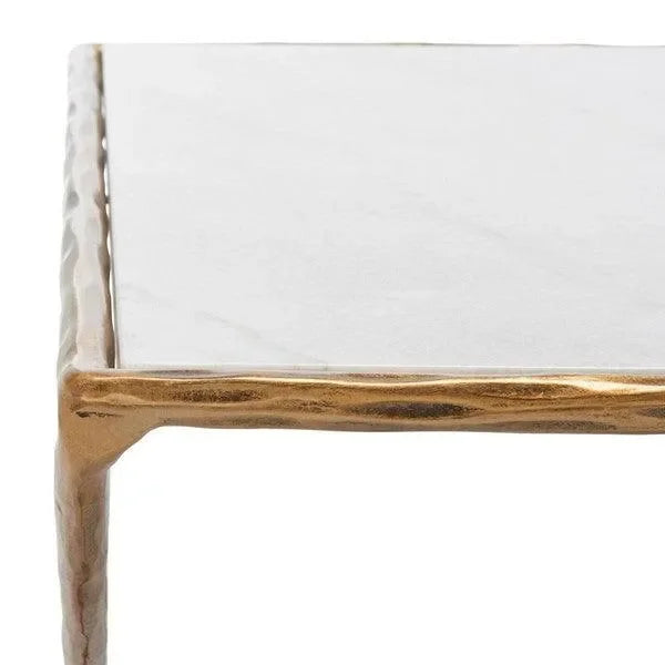 Debbie Metal Coffee Table in Brass with Marble Top - The Mayfair Hall