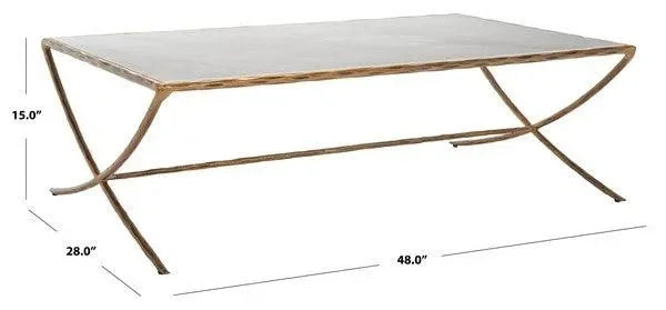 Debbie Metal Coffee Table in Brass with Marble Top - The Mayfair Hall