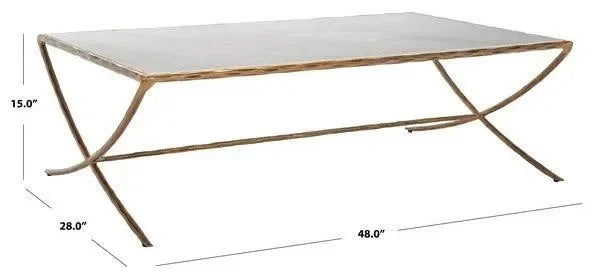Debbie Metal Coffee Table in Brass with Marble Top - The Mayfair Hall