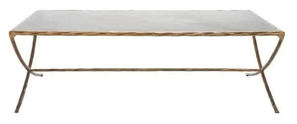 Debbie Metal Coffee Table in Brass with Marble Top - The Mayfair Hall