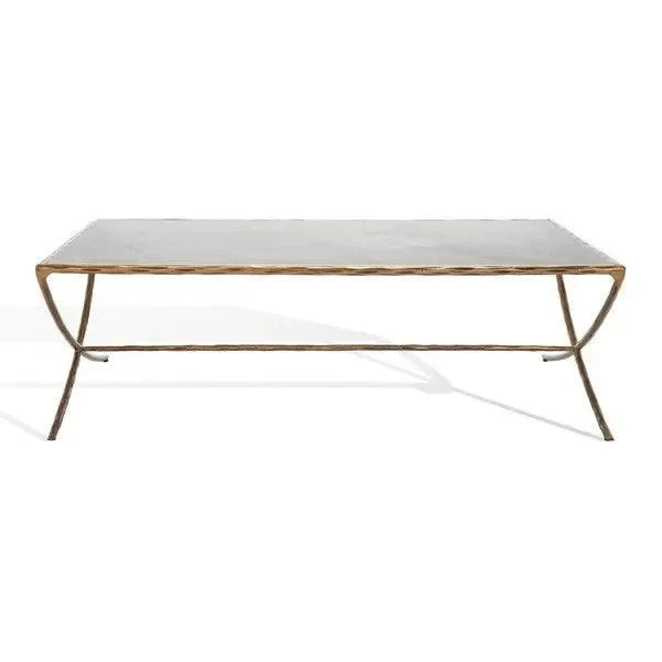 Debbie Metal Coffee Table in Brass with Marble Top - The Mayfair Hall