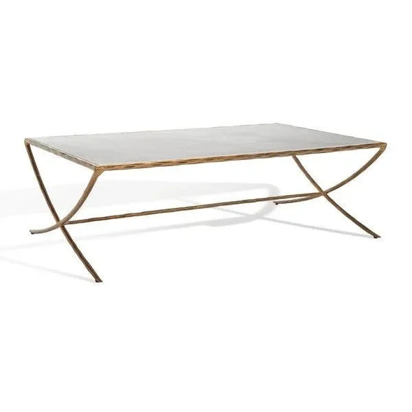 Debbie Metal Coffee Table in Brass with Marble Top - The Mayfair Hall