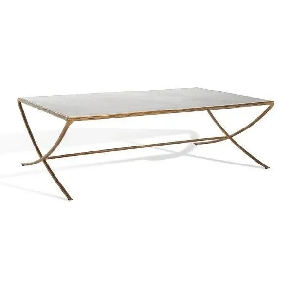 Debbie Metal Coffee Table in Brass with Marble Top - The Mayfair Hall