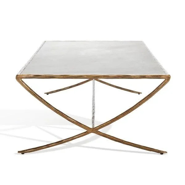 Debbie Metal Coffee Table in Brass with Marble Top - The Mayfair Hall