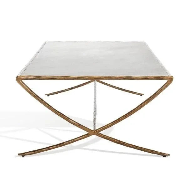 Debbie Metal Coffee Table in Brass with Marble Top - The Mayfair Hall