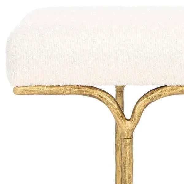 Marvin Boucle Bench in Brass and Ivory (36") - The Mayfair Hall