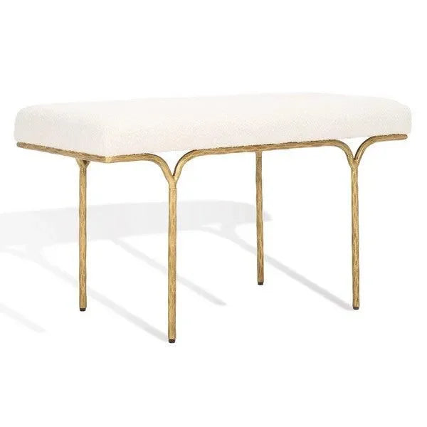 Marvin Boucle Bench in Brass and Ivory (36") - The Mayfair Hall
