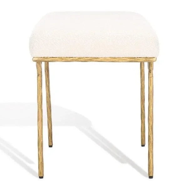 Marvin Boucle Bench in Brass and Ivory (36") - The Mayfair Hall