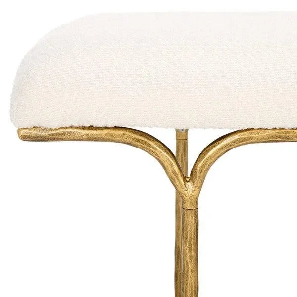 Marvin Boucle Bench in Brass and Ivory (48") - The Mayfair Hall