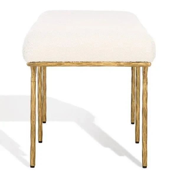 Marvin Boucle Bench in Brass and Ivory (48") - The Mayfair Hall