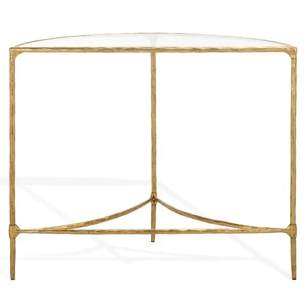 Isabellina Metal Half Moon Console Table in Brass - The Mayfair Hall