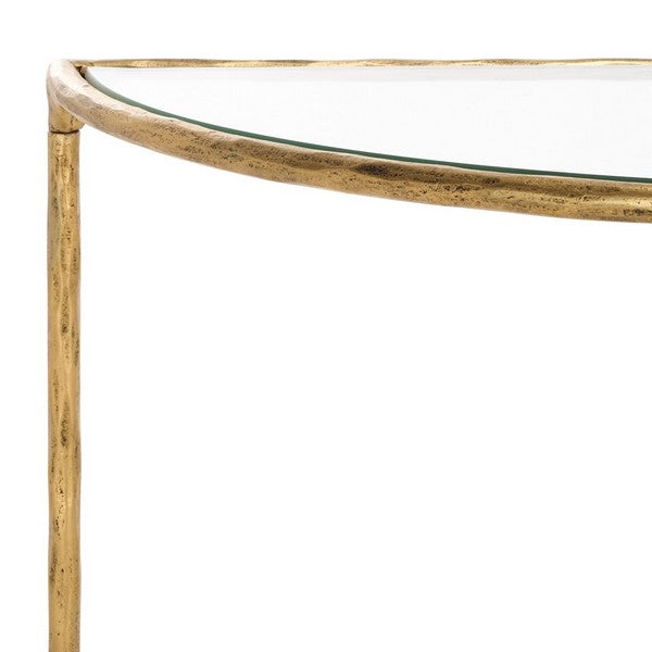 Isabellina Metal Half Moon Console Table in Brass