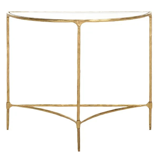 Isabellina Metal Half Moon Console Table in Brass - The Mayfair Hall