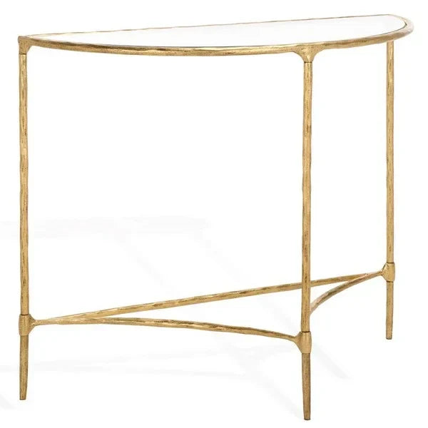 Isabellina Metal Half Moon Console Table in Brass - The Mayfair Hall