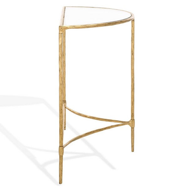 Isabellina Metal Half Moon Console Table in Brass