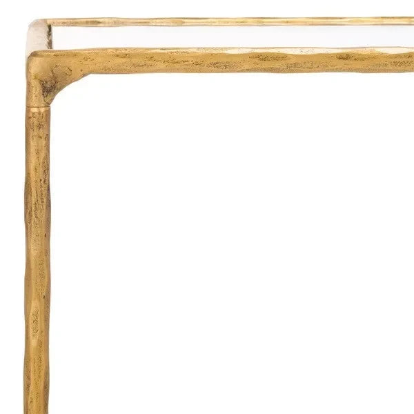 Isabellina Metal Console Table in Brass with Mirrored Glass Top - The Mayfair Hall