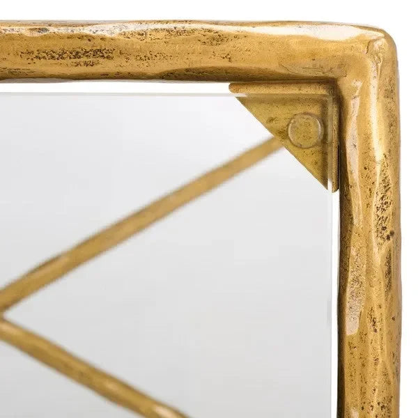 Isabellina Metal Console Table in Brass with Mirrored Glass Top - The Mayfair Hall