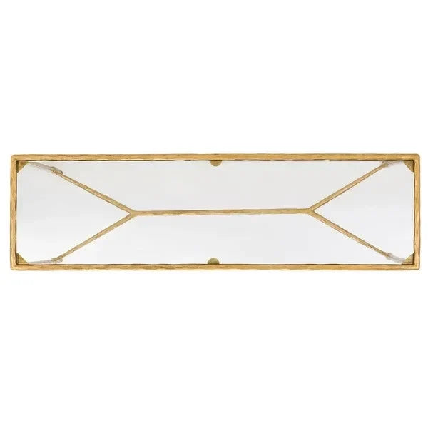 Isabellina Metal Console Table in Brass with Mirrored Glass Top - The Mayfair Hall