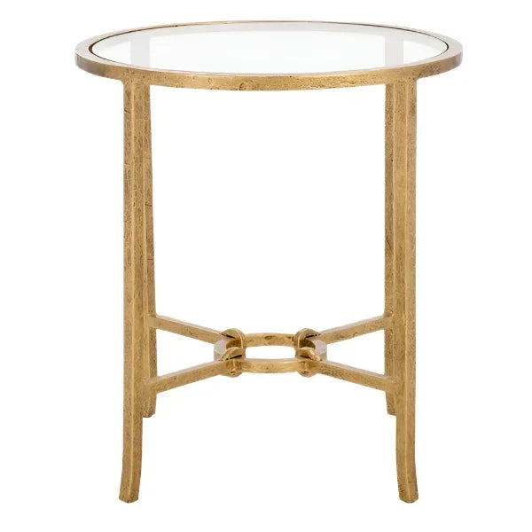 Tauri Forged Metal Round Accent Table in Brass - The Mayfair Hall