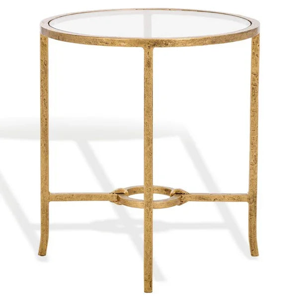 Tauri Forged Metal Round Accent Table in Brass - The Mayfair Hall