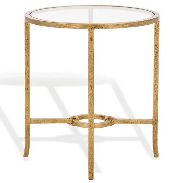 Tauri Forged Metal Round Accent Table in Brass - The Mayfair Hall