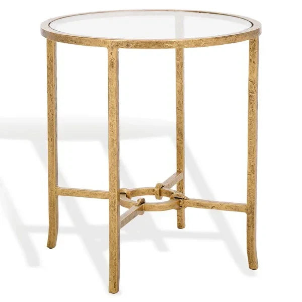 Tauri Forged Metal Round Accent Table in Brass - The Mayfair Hall
