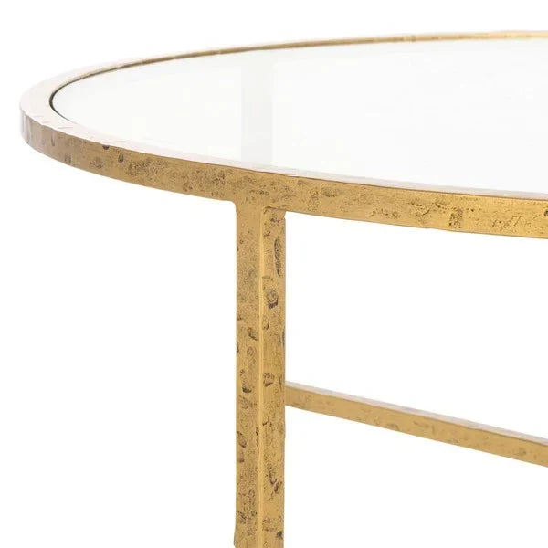 Tauri Forged Metal Round Coffee Table in Brass - The Mayfair Hall
