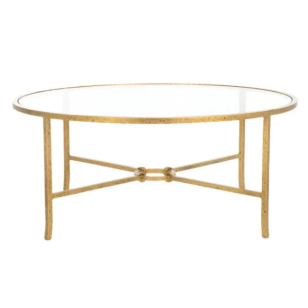 Tauri Forged Metal Round Coffee Table in Brass - The Mayfair Hall
