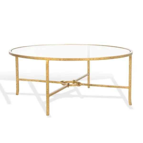 Tauri Forged Metal Round Coffee Table in Brass - The Mayfair Hall