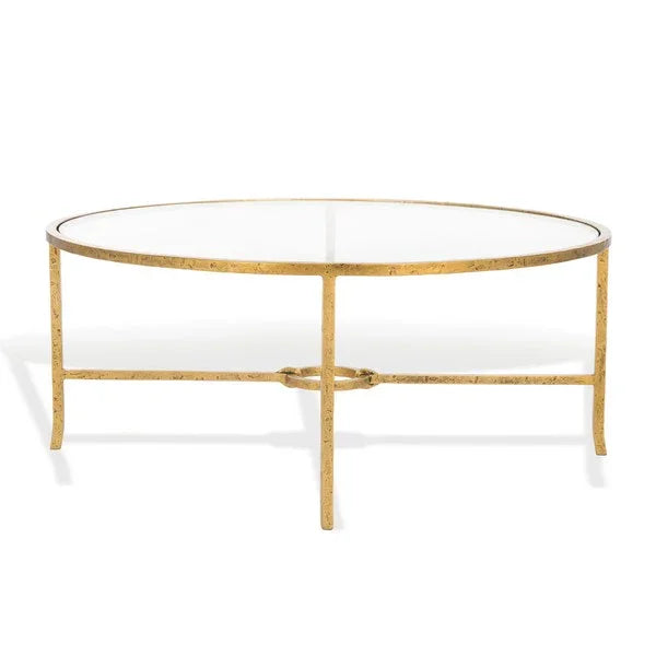 Tauri Forged Metal Round Coffee Table in Brass - The Mayfair Hall