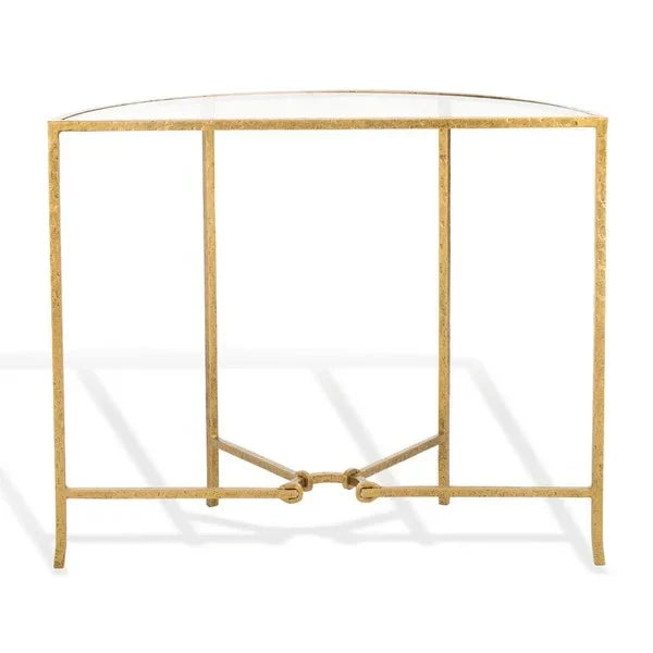Tauri Forged Metal Half Moon Console Table in Brass - The Mayfair Hall