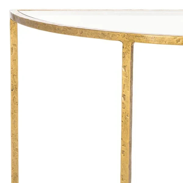 Tauri Forged Metal Half Moon Console Table in Brass - The Mayfair Hall