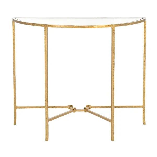 Tauri Forged Metal Half Moon Console Table in Brass - The Mayfair Hall