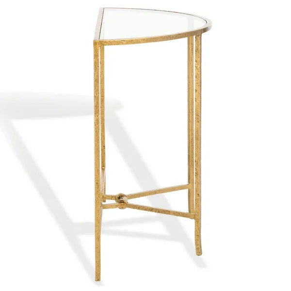 Tauri Forged Metal Half Moon Console Table in Brass - The Mayfair Hall
