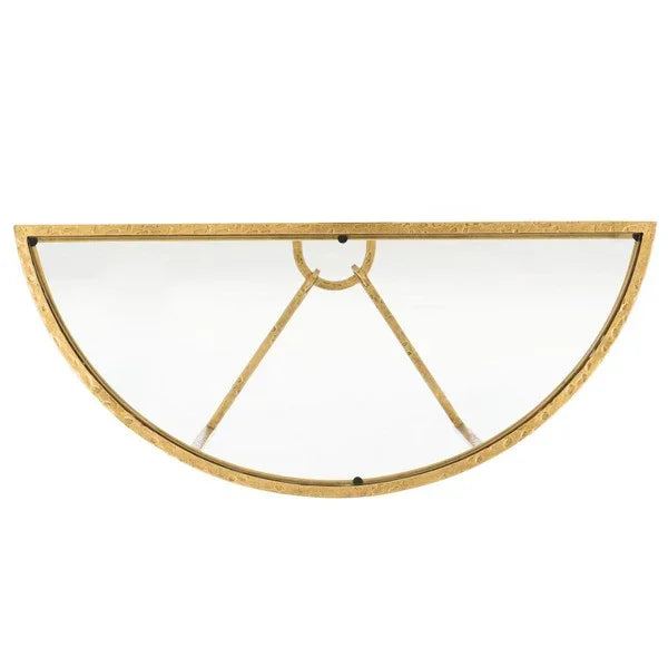 Tauri Forged Metal Half Moon Console Table in Brass - The Mayfair Hall