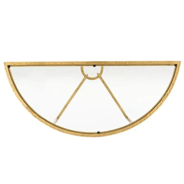 Tauri Forged Metal Half Moon Console Table in Brass - The Mayfair Hall