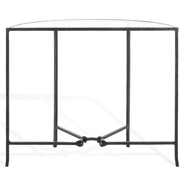 Tauri Metal Half Moon Console Table in Black