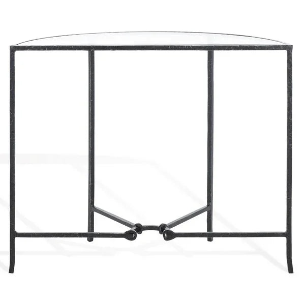 Tauri Metal Half Moon Console Table in Black - The Mayfair Hall