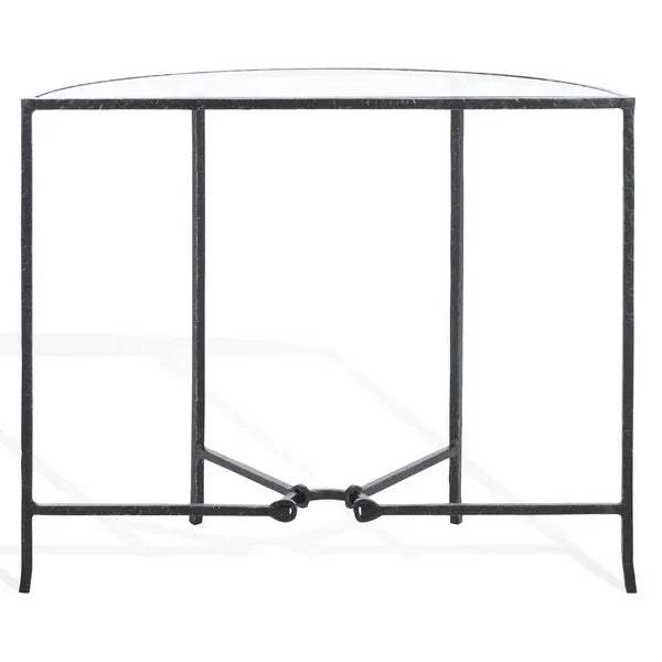 Tauri Metal Half Moon Console Table in Black - The Mayfair Hall