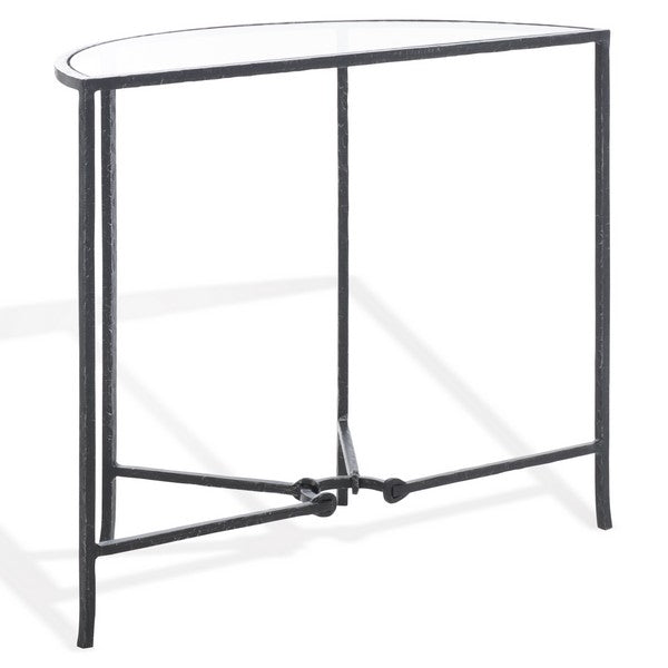 Tauri Metal Half Moon Console Table in Black