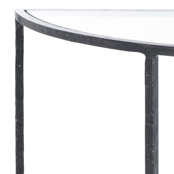 Tauri Metal Half Moon Console Table in Black