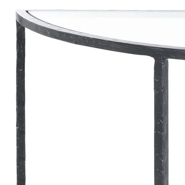 Tauri Metal Half Moon Console Table in Black - The Mayfair Hall