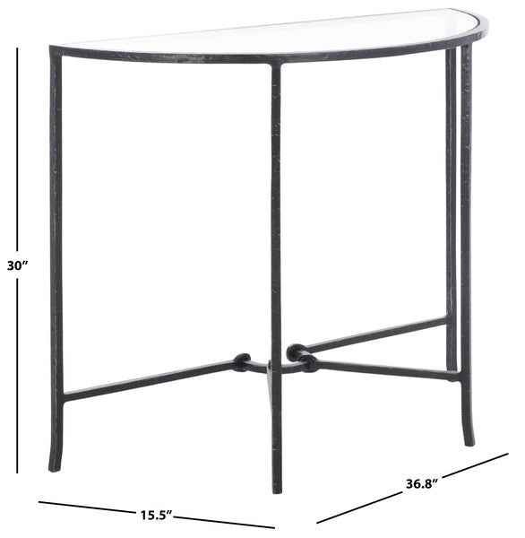 Tauri Metal Half Moon Console Table in Black