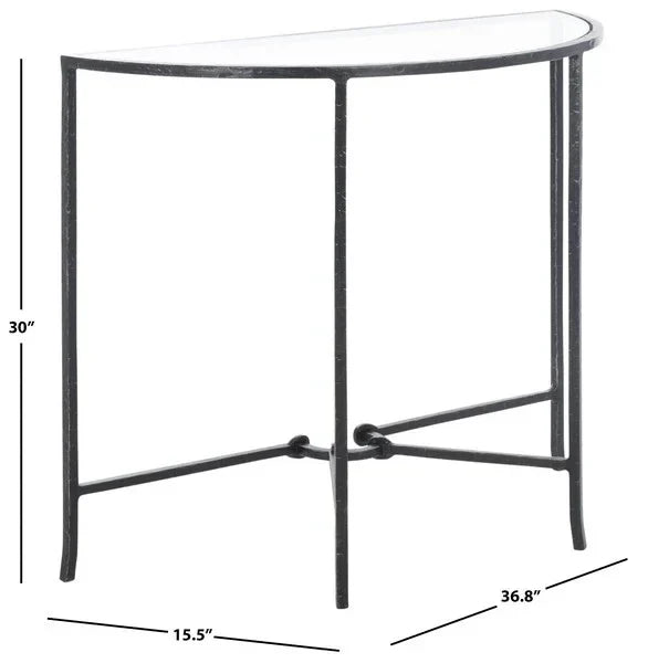 Tauri Metal Half Moon Console Table in Black - The Mayfair Hall