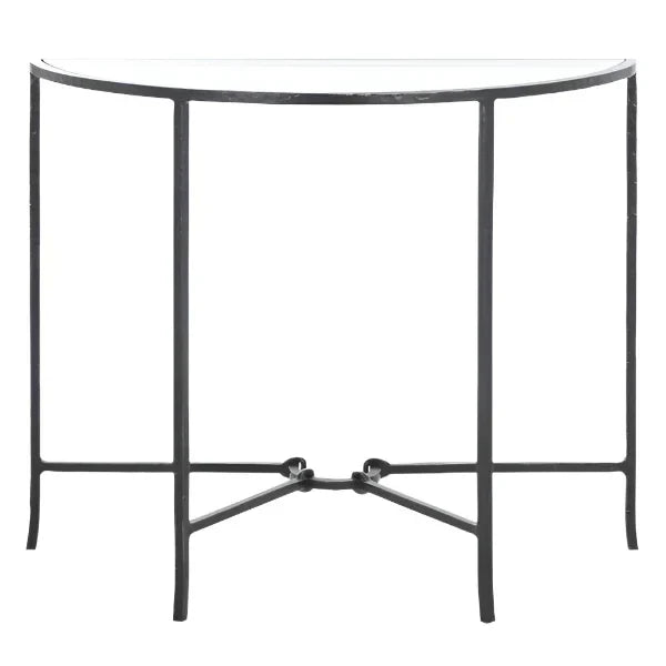 Tauri Metal Half Moon Console Table in Black - The Mayfair Hall