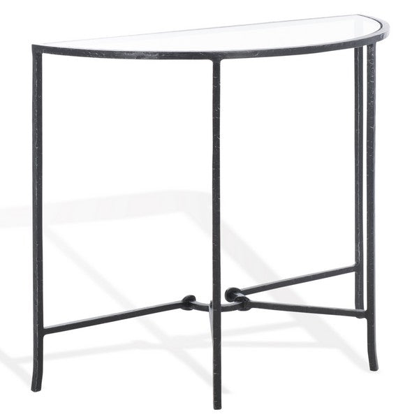 Tauri Metal Half Moon Console Table in Black