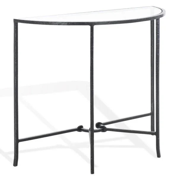 Tauri Metal Half Moon Console Table in Black - The Mayfair Hall