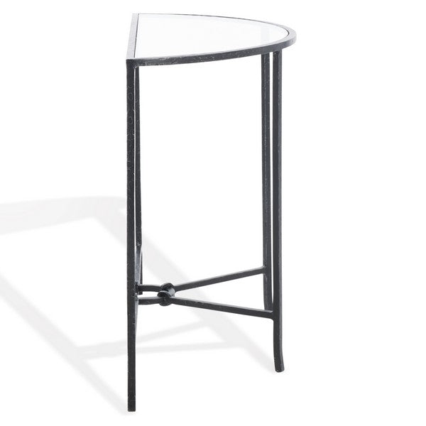 Tauri Metal Half Moon Console Table in Black