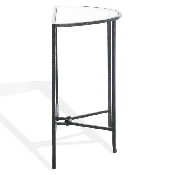 Tauri Metal Half Moon Console Table in Black - The Mayfair Hall